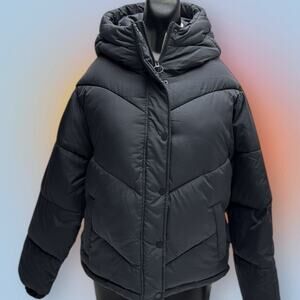 STOLEN HEARTS by SEBBY Women’s Small Gray Puffer Jacket with Hood